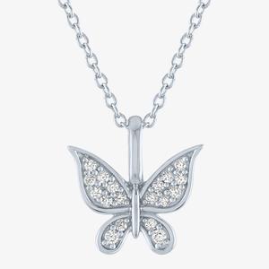 Nova Star(R) Sterling Silver Lab Grown Diamond Butterfly Pendant