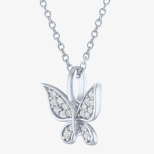 Nova Star(R) Sterling Silver Lab Grown Diamond Butterfly Pendant alternate view