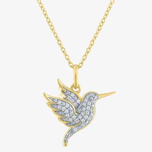 Nova Star(R) Gold Over Silver Lab Grown Diamond Hummingbird Pendant