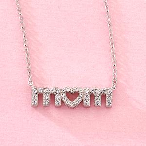 Gemstone Classics(tm) Lab Grown White Sapphire Mom Necklace