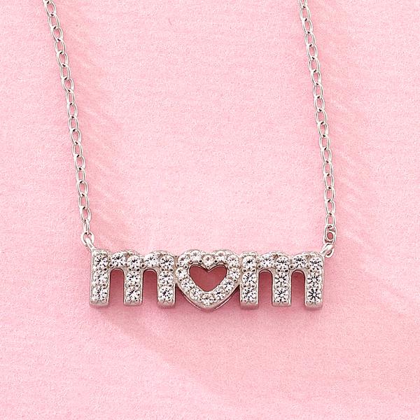 Gemstone Classics(tm) Lab Grown White Sapphire Mom Necklace