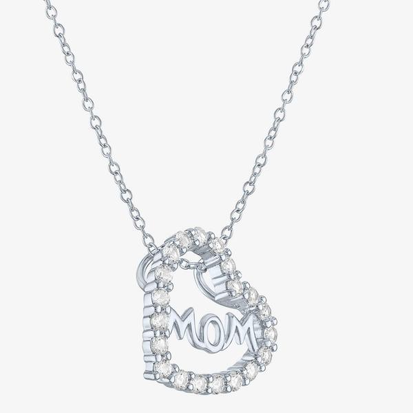 Gemstone Classics(tm) Lab Grown White Sapphire Mom Heart Pendant alternate view