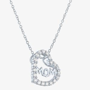 Gemstone Classics(tm) Lab Grown White Sapphire Mom Heart Pendant alternate view