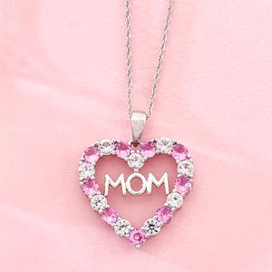 Gemstone Classics(tm) Lab Grown Pink/White Sapphire Mom Pendant