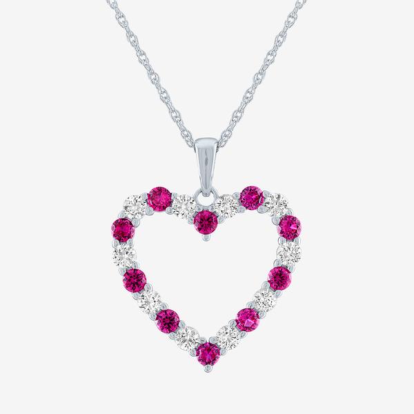 Gemstone Classics(tm) Lab Created Ruby & Sapphire Heart Pendant