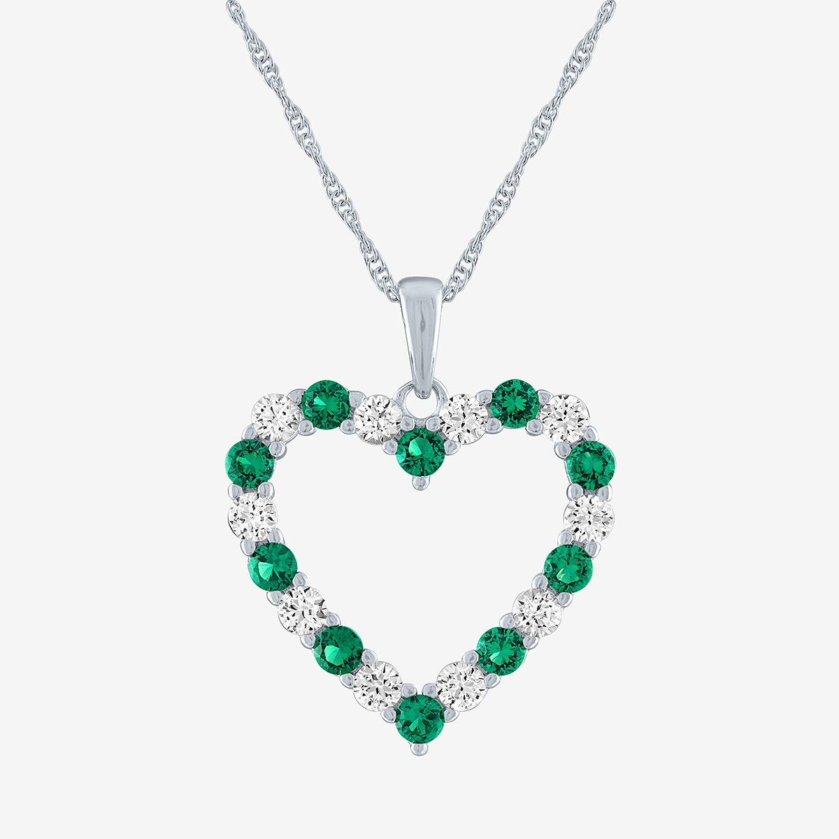 Gemstone Classics(tm) Simulated Emerald & Sapphire Heart Pendant