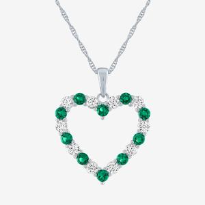Gemstone Classics(tm) Simulated Emerald & Sapphire Heart Pendant