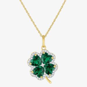 Nova Star(R) Simulated Emeralds Lab Grown Sapphire Clover Pendant