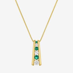 Gemstone Classics(tm) Lab Grown Sapphire & Emerald Ladder Pendant