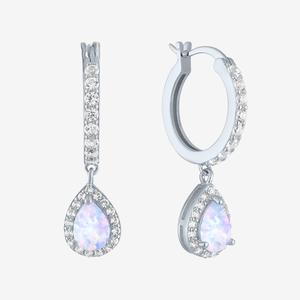 Gemstone Classics(tm) Lab Created Opal & Sapphire Hoop Earrings