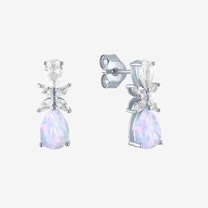 Gemstone Classics(tm) Lab Grown Opal & White Sapphire Earrings