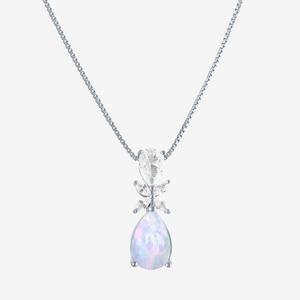Gemstone Classics(tm) Silver Lab Grown Opal & Sapphire Pendant