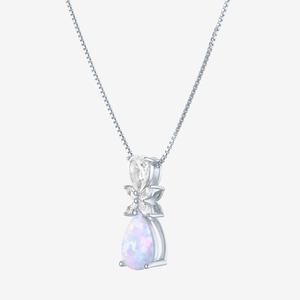 Gemstone Classics(tm) Silver Lab Grown Opal & Sapphire Pendant alternate view