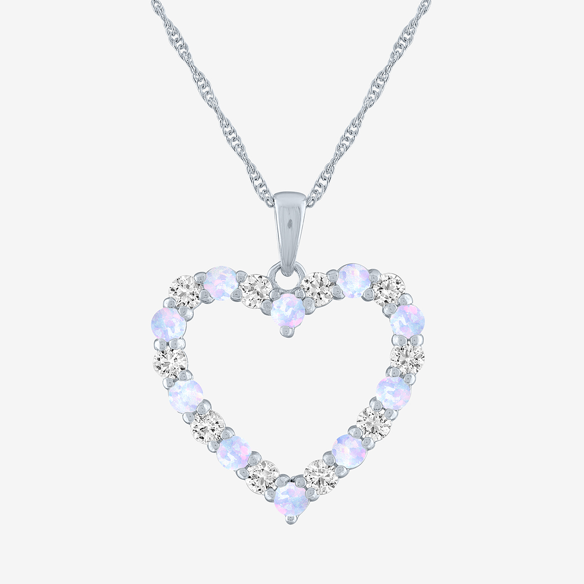 Gemstone Classics(tm) Lab Created Opal & Sapphire Heart Pendant