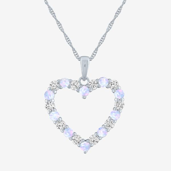Gemstone Classics(tm) Lab Created Opal & Sapphire Heart Pendant