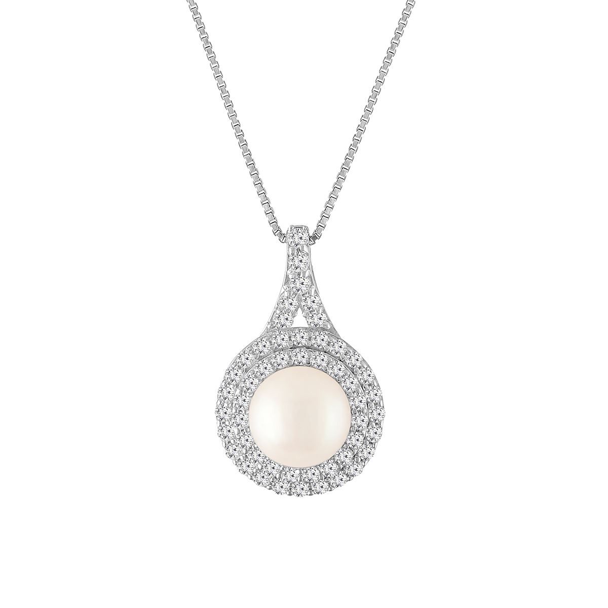 Gemstone Classics(tm) Sterling Silver Double Halo Necklace