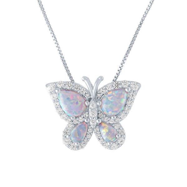 Gemstone Classics(tm) Sterling SilverOpal/Sapphire Butterfly Pendant