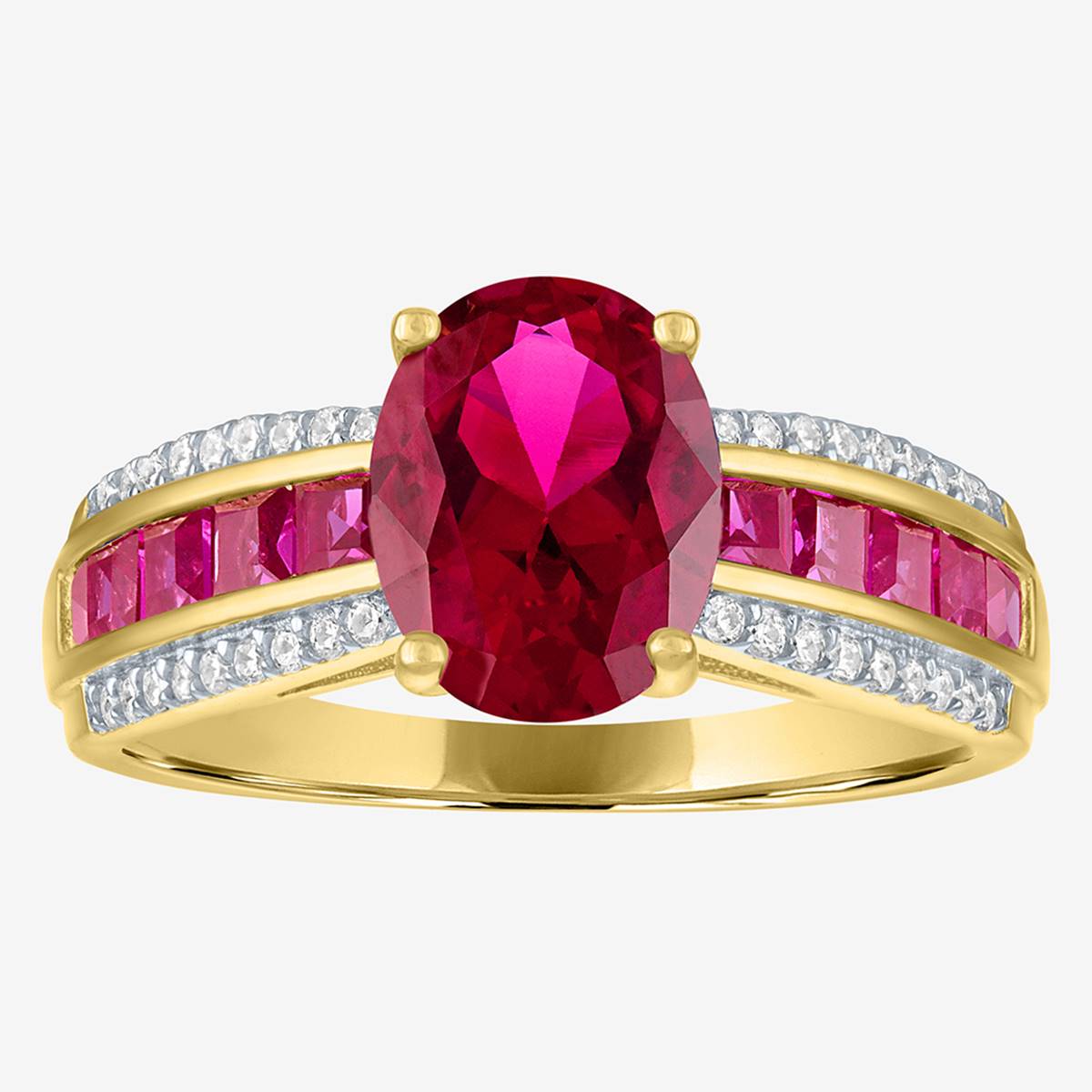 Nova Star(R) Lab Grown Diamond & Lab Created Ruby Ring