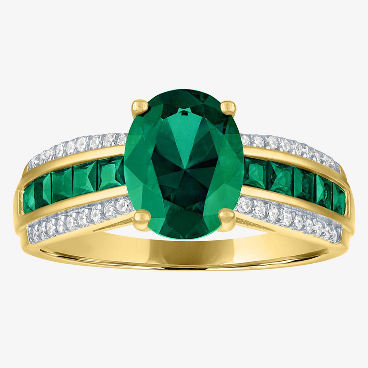 Nova Star(R) Lab Grown Diamond & Lab Created Emerald Ring