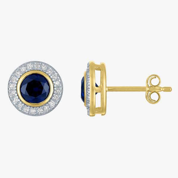 Nova Star(R) Lab Created Blue Sapphire & Lab Grown Diamond Earrings
