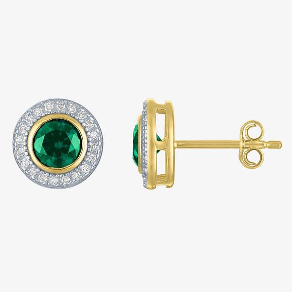 Nova Star(R) Lab Grown Diamond & Lab Created Emerald Stud Earrings