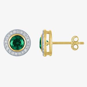 Nova Star(R) Lab Grown Diamond & Lab Created Emerald Stud Earrings