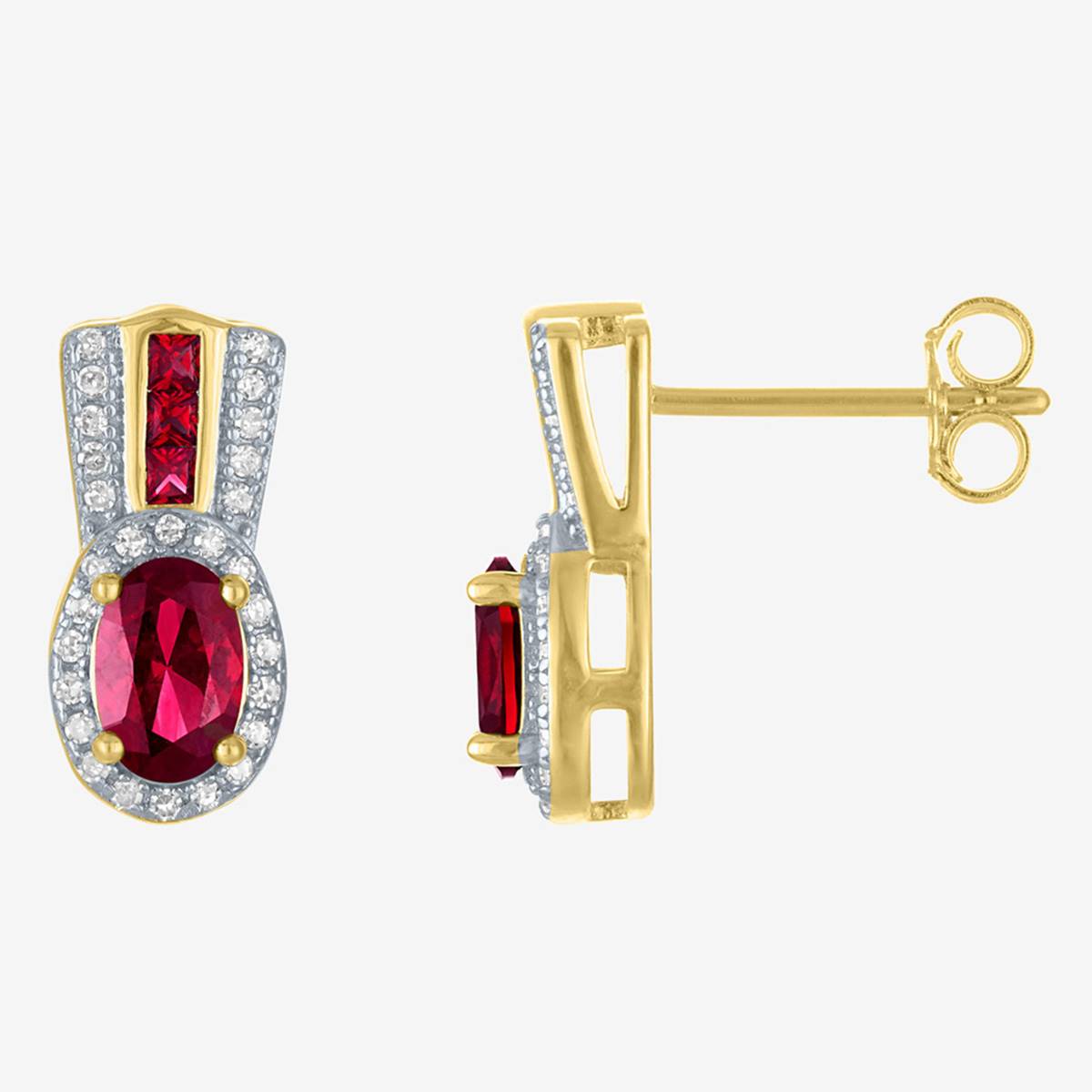 Nova Star(R) Lab Created Ruby & Lab Grown Diamond Stud Earrings