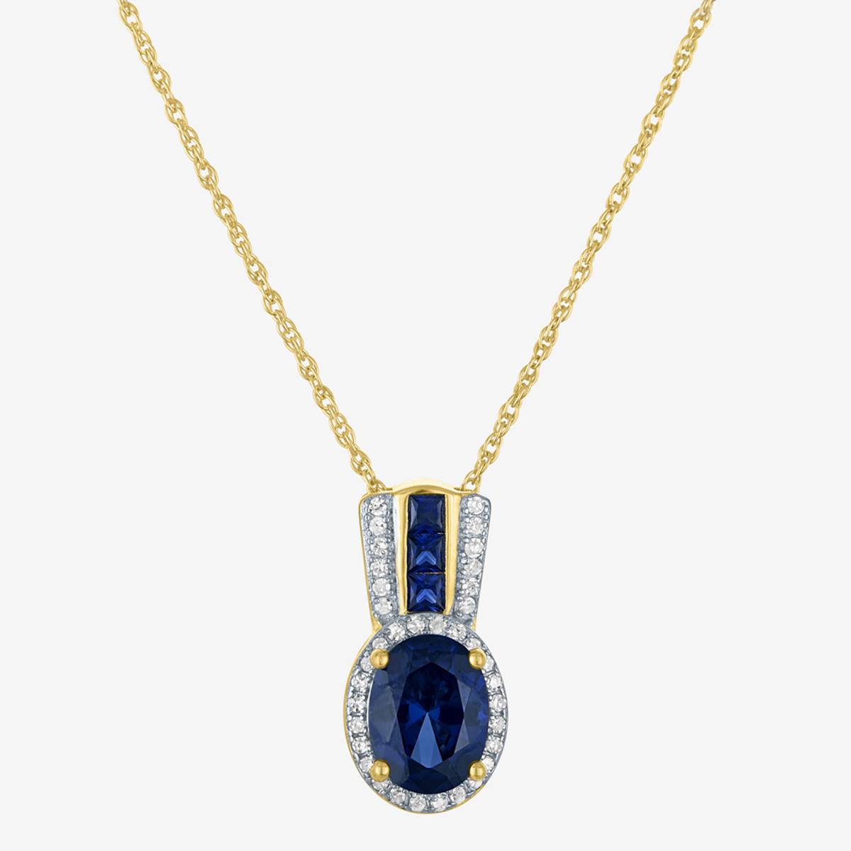 Nova Star(R) Lab Created Blue Sapphire & Lab Grown Diamond Pendant