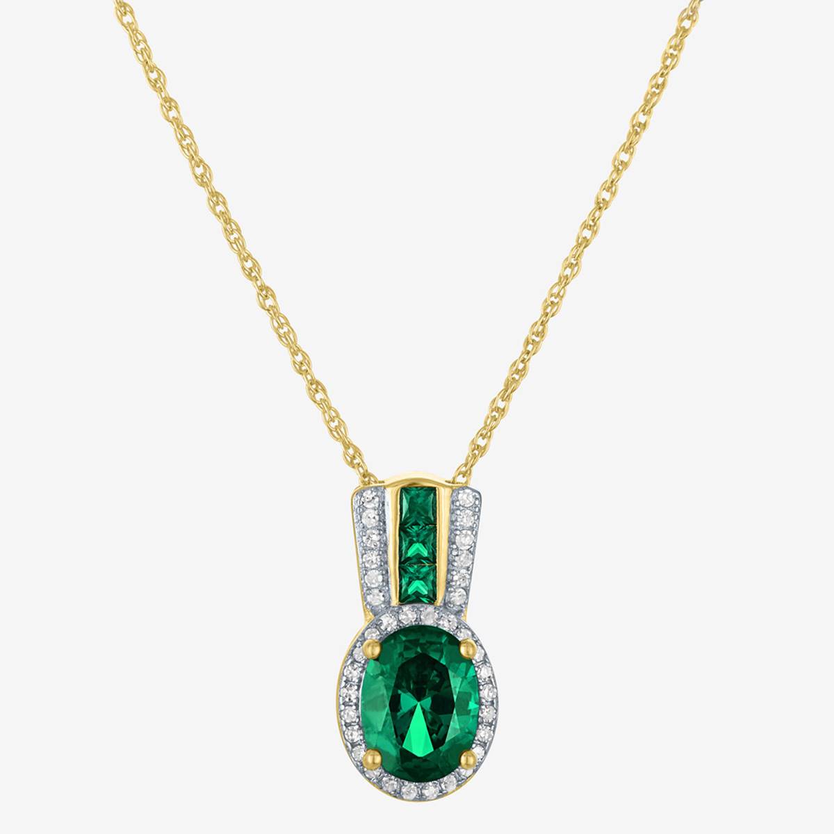 Nova Star(R) Lab Created Emerald & Lab Grown Diamond Pendant