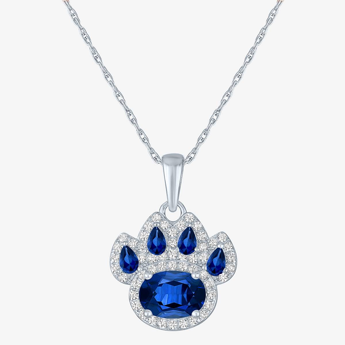 Nova Star(R) Created Sapphire & Lab Grown Diamond Paw Pendant