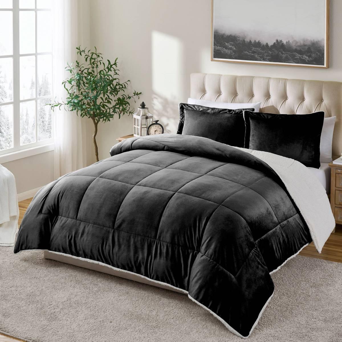 Ultimate Luxury Reversible Micromink and Sherpa 3-Pc. Comforter Set, Full - Ivory