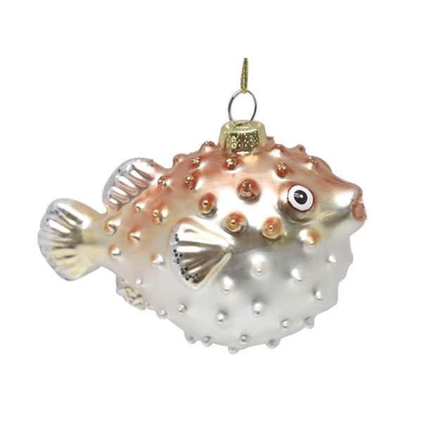 Glass Puffer Fish with Jewels Ornament