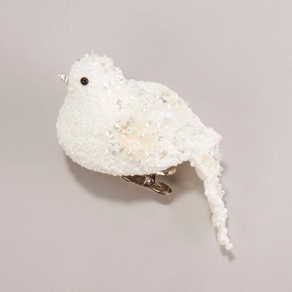 Plastic Clip On Glitter Bird