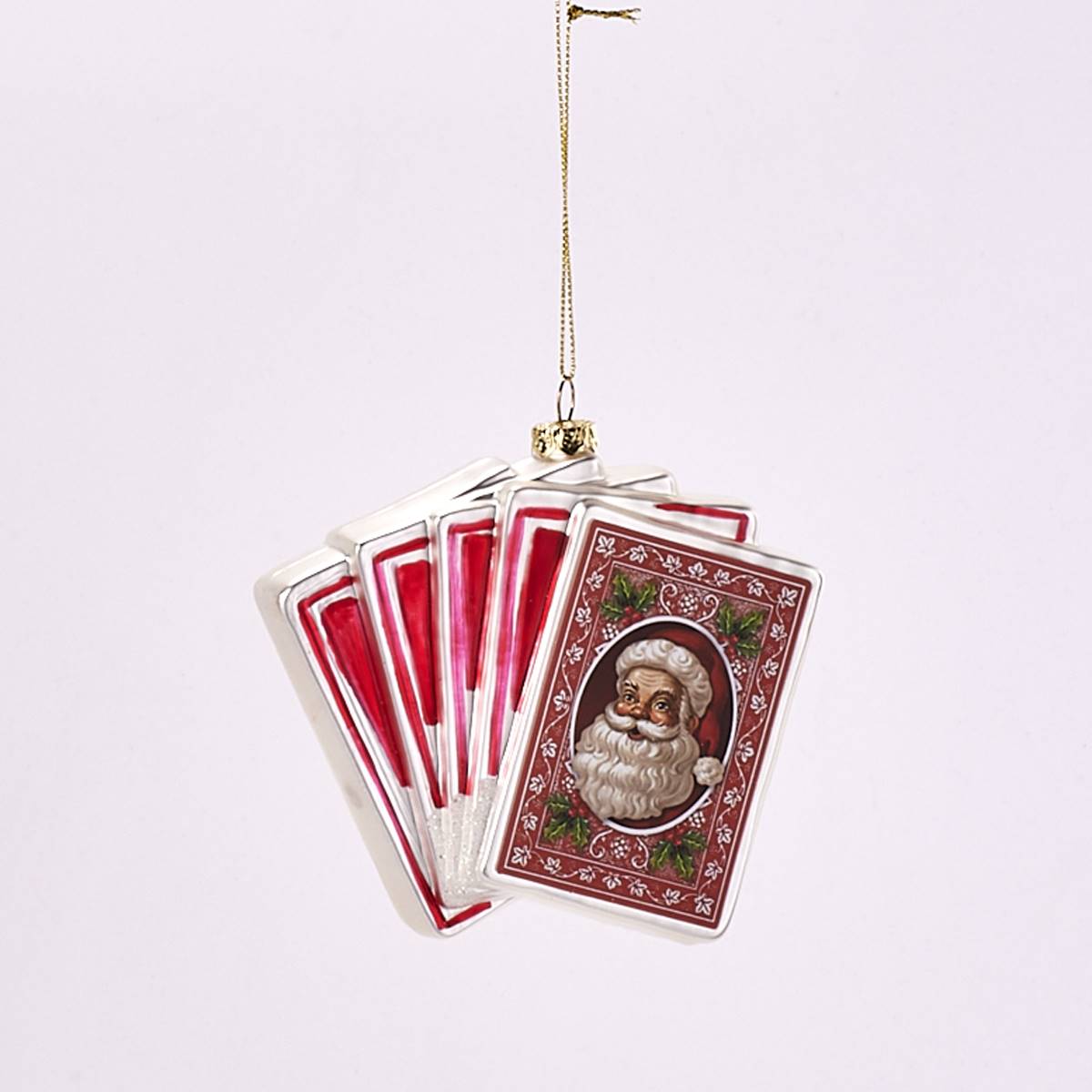 Glass Santa Playing Cards With Royal Flush Hand