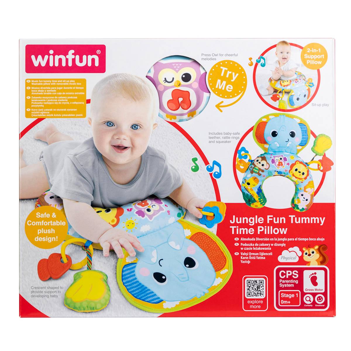 WinFun Jungle Fun Tummy Time Pillow