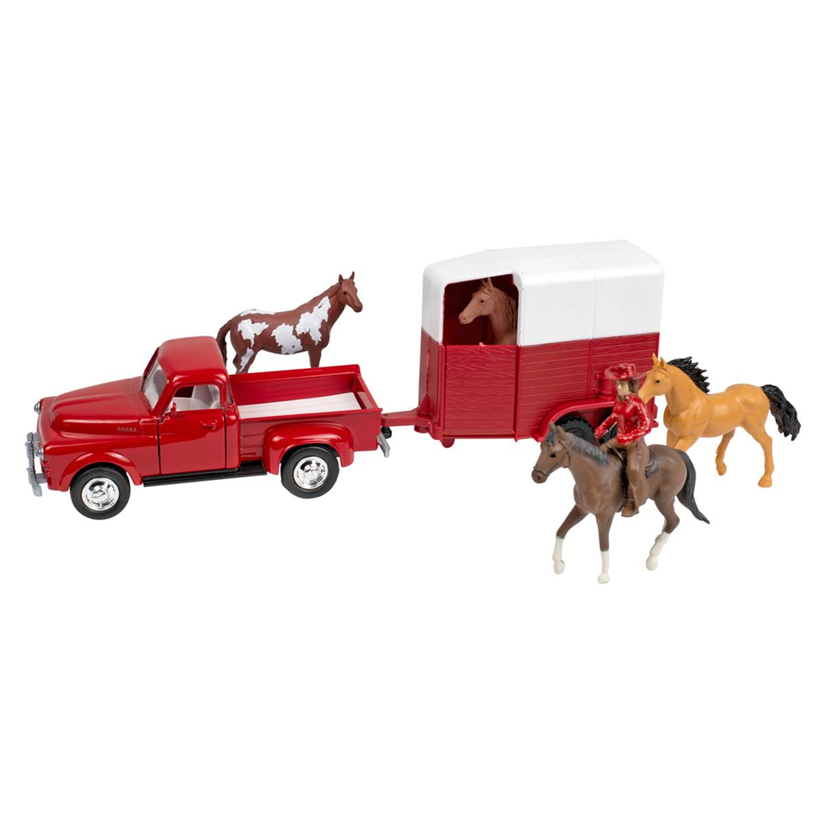 New Ray Valley Ranch Dodge Vintage Pick-Up & Horse Trailer Set