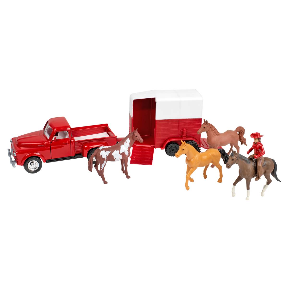 New Ray Valley Ranch Dodge Vintage Pick-Up & Horse Trailer Set