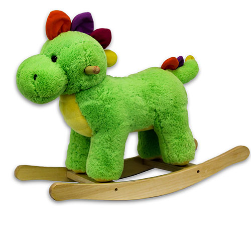 PonyLand 24in. Green Plush Rocking Dinosaur