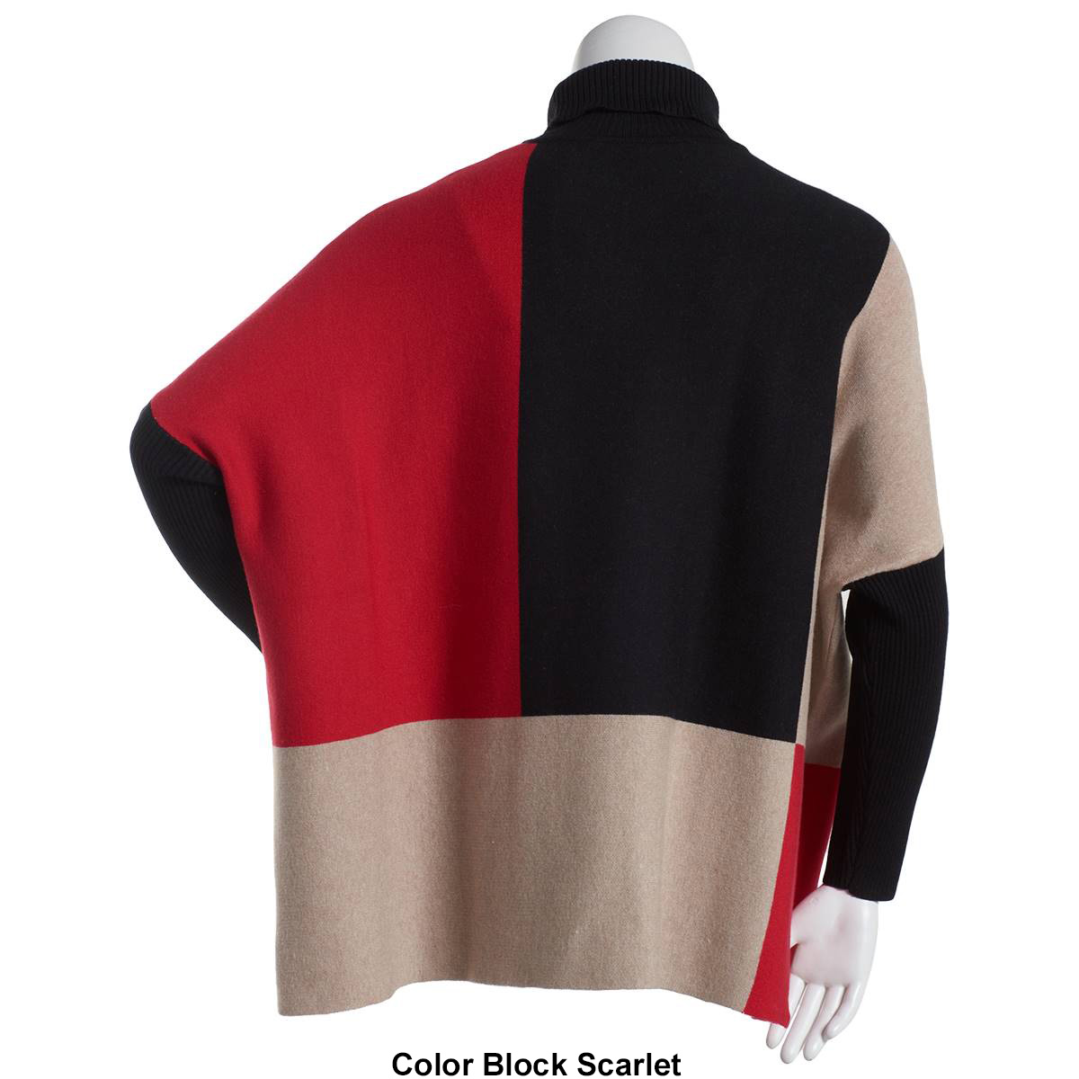 Plus Size Joseph A. Long Sleeve Color Block Poncho Sweater