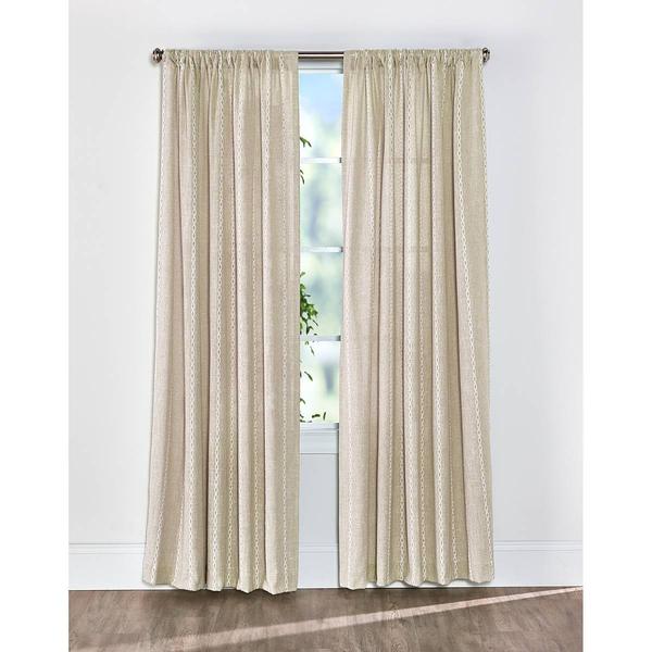 Inez Rod Pocket Linen Blend Embroidered Panel Curtain