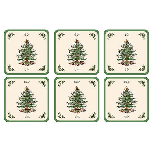 Spode Christmas Tree Coasters - Set of 6