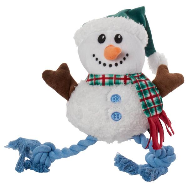 Bow Wow Pet Xmas Rope Leg Snowman Pet Toy