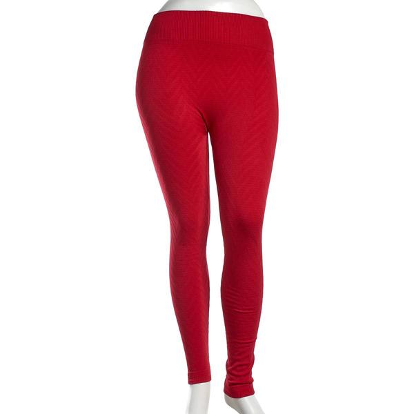 Plus Size Runway Ready Chevron Fleece Lined Leggings - Red