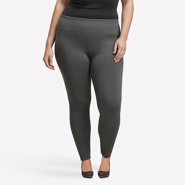 Plus Size Runway Ready Full Length Diamond Jacquard Leggings alternate view