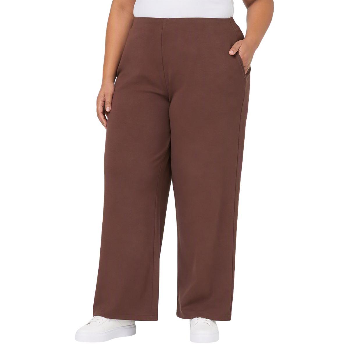 Plus Size Runway Ready Soft Wide Leg Pull On Casual Pants