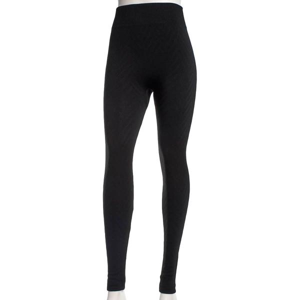 Plus Size Runway Ready Chevron Fleece Lined Leggings - Black