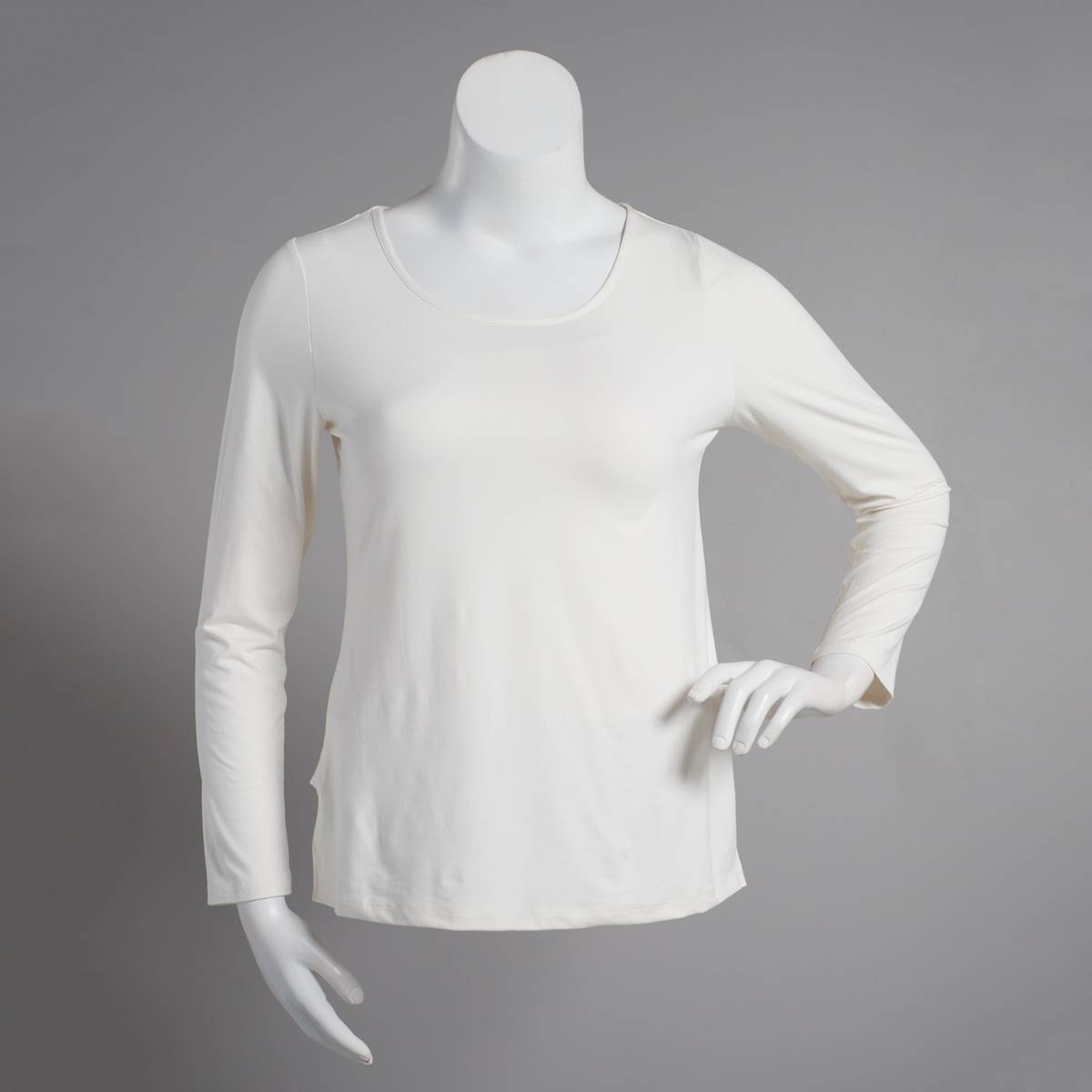 Womens Runway Ready Long Sleeve Milky Scoop Neck Tee