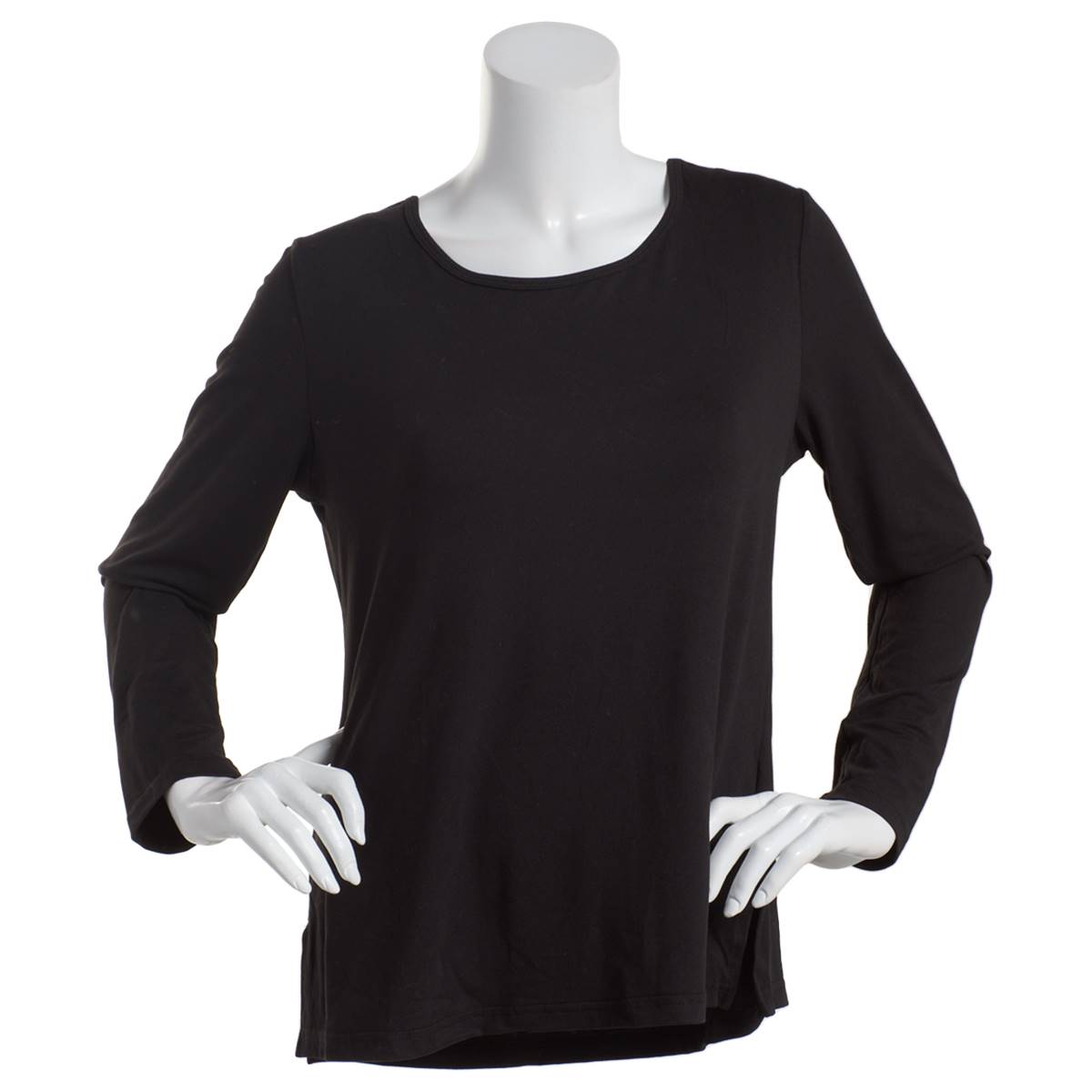 Womens Runway Ready Long Sleeve Solid Milky Crew Neck Tee