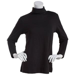 Womens Runway Ready Long Sleeve Solid Milky Turtleneck - Black