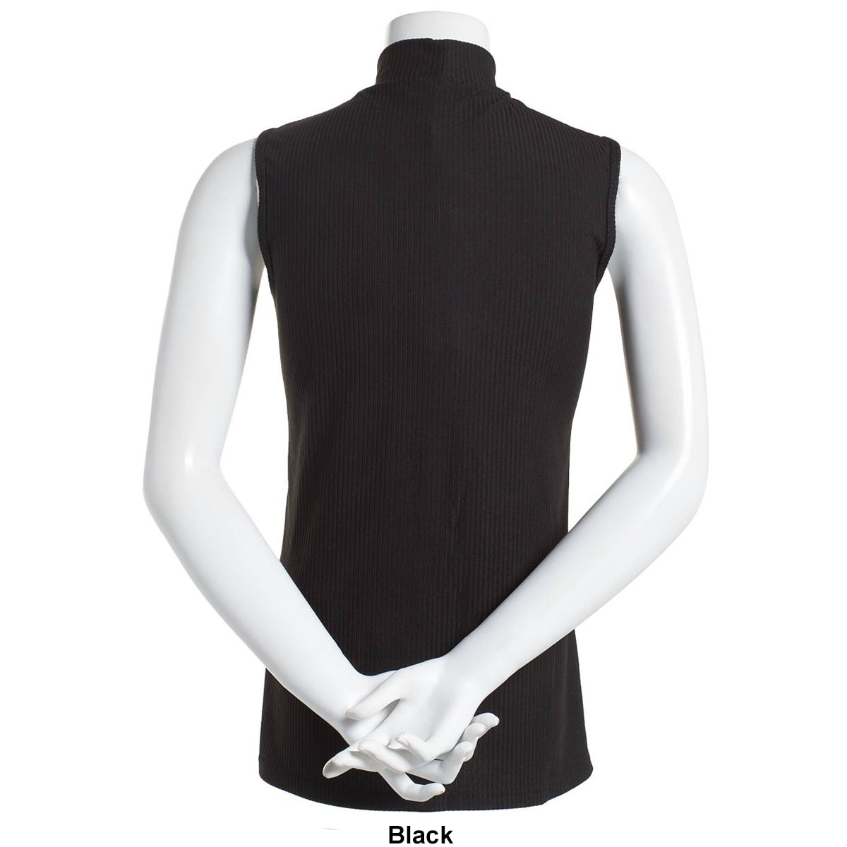 Womens Runway Ready Solid Ribbed Milky Mock Neck Tank Top